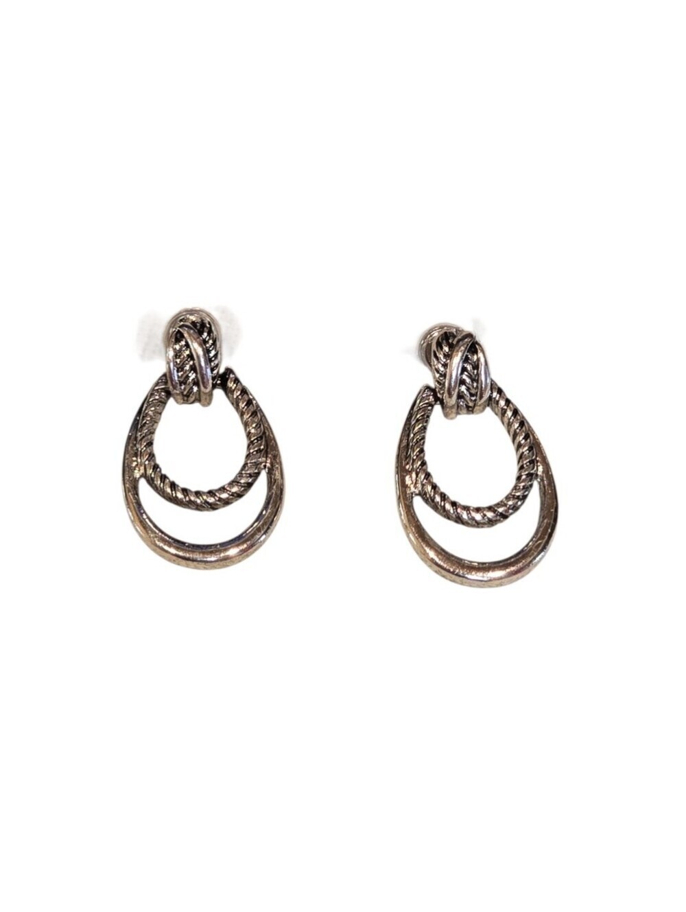 Napier Door Knocker Silvertone Pierced Earrings